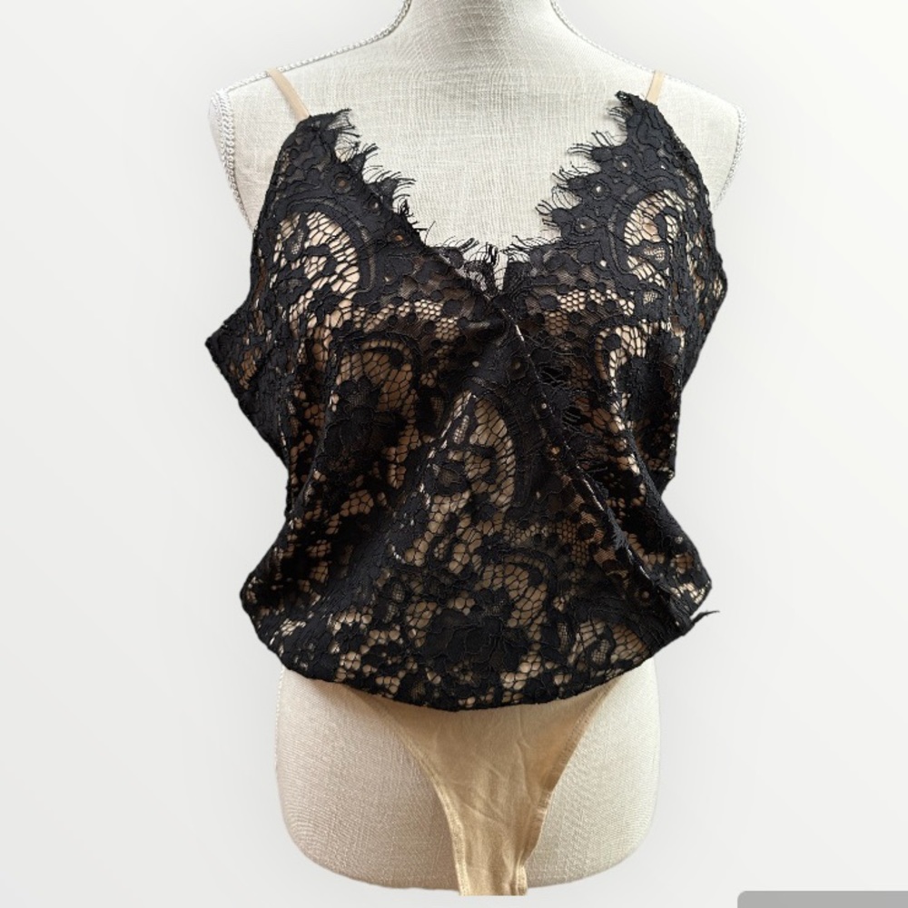 Black Lace Camisole Bodysuit SZ M